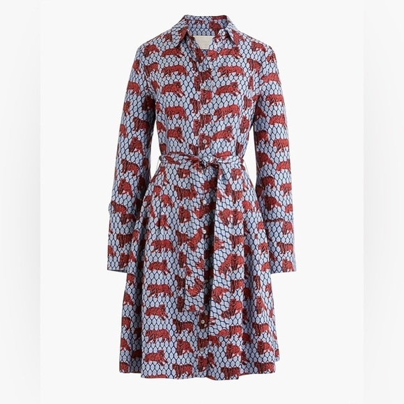 J. Crew Dresses & Skirts - J Crew Collection Roaming Tiger Shirt Dress Silk Size 0